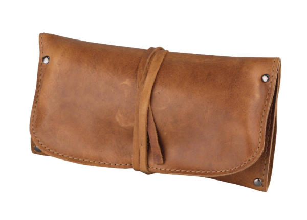 Pfeifenrollbeutel Leder braun antik 1er